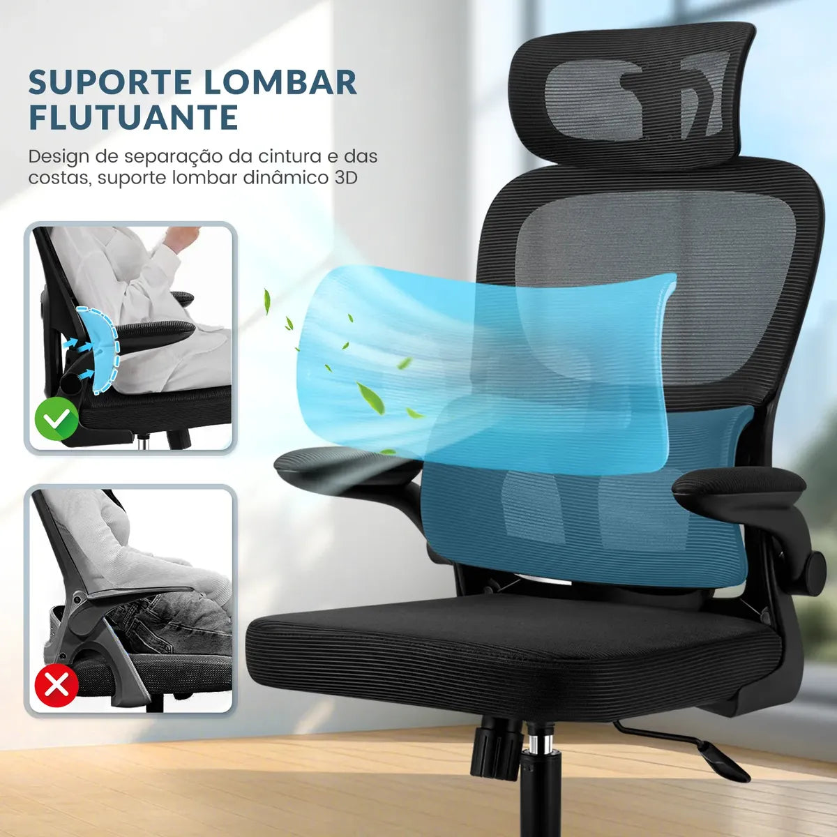 Cadeira Ergonomica Escritorio Giratória Executiva Tela Mesh