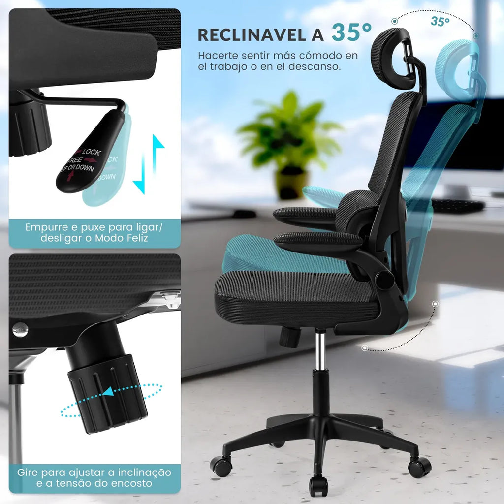 Cadeira Ergonomica Escritorio Giratória Executiva Tela Mesh