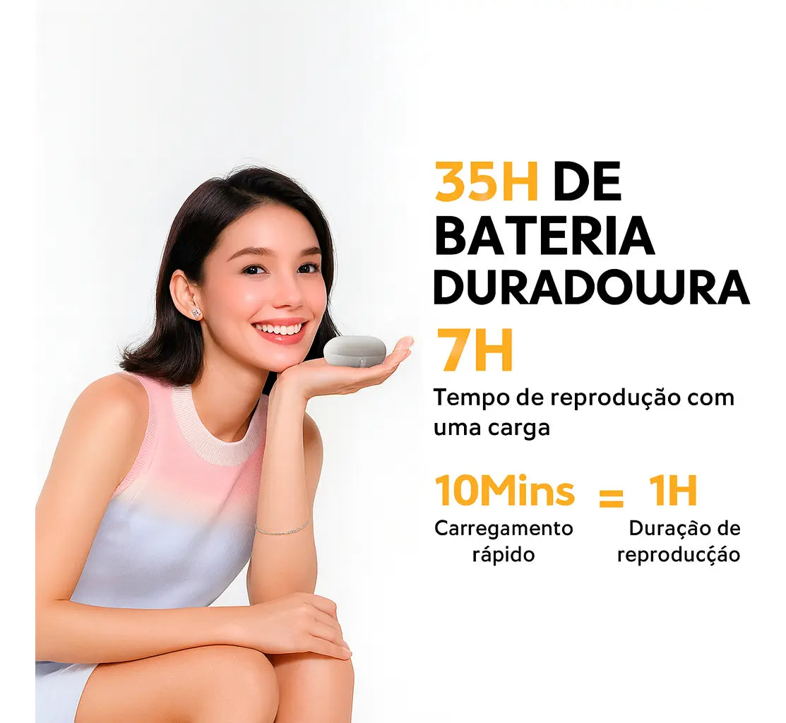 Fone QCY Buds T43 Bluetooth 5.3 Enc IPX4 Cor Preto