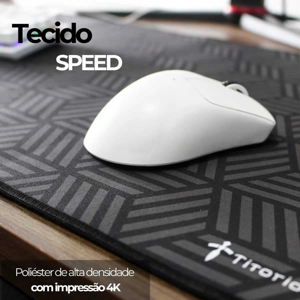 Mouse Pad Gamer Titorion Preto de 90x40 cm com Hexágonos para Deslize SPEED